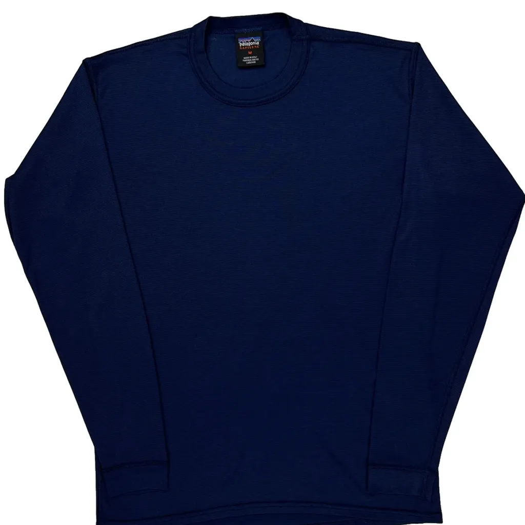 Made In USA Patagonia Capeline Thermal Long Sleeve T-Shirt - Medium Blue Polyester - Image 5