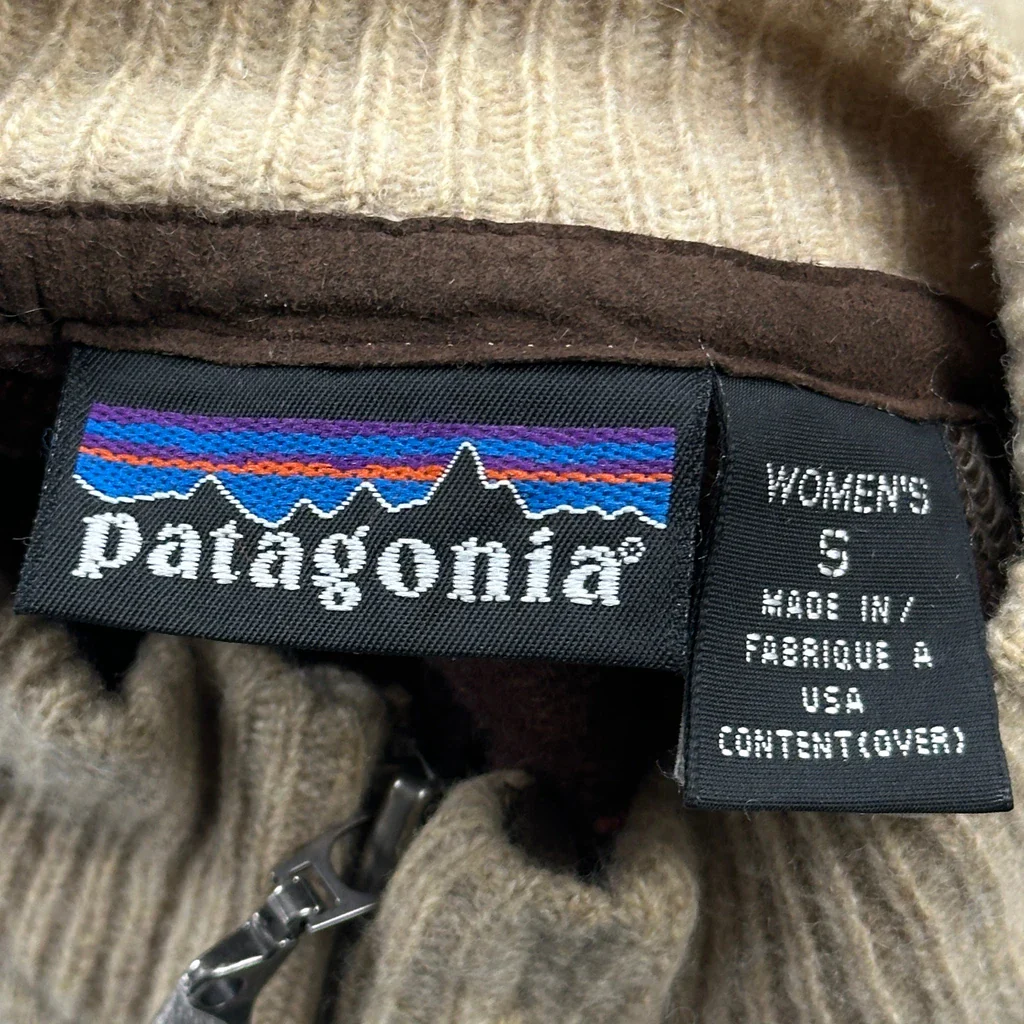 Made In USA Patagonia Zip Up - Small Beige Wool Blend - Image 3