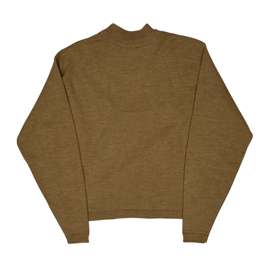 Made In USA Pendleton Virgin Wool Mock Neck Jumper - XL Brown Wool - Image 2