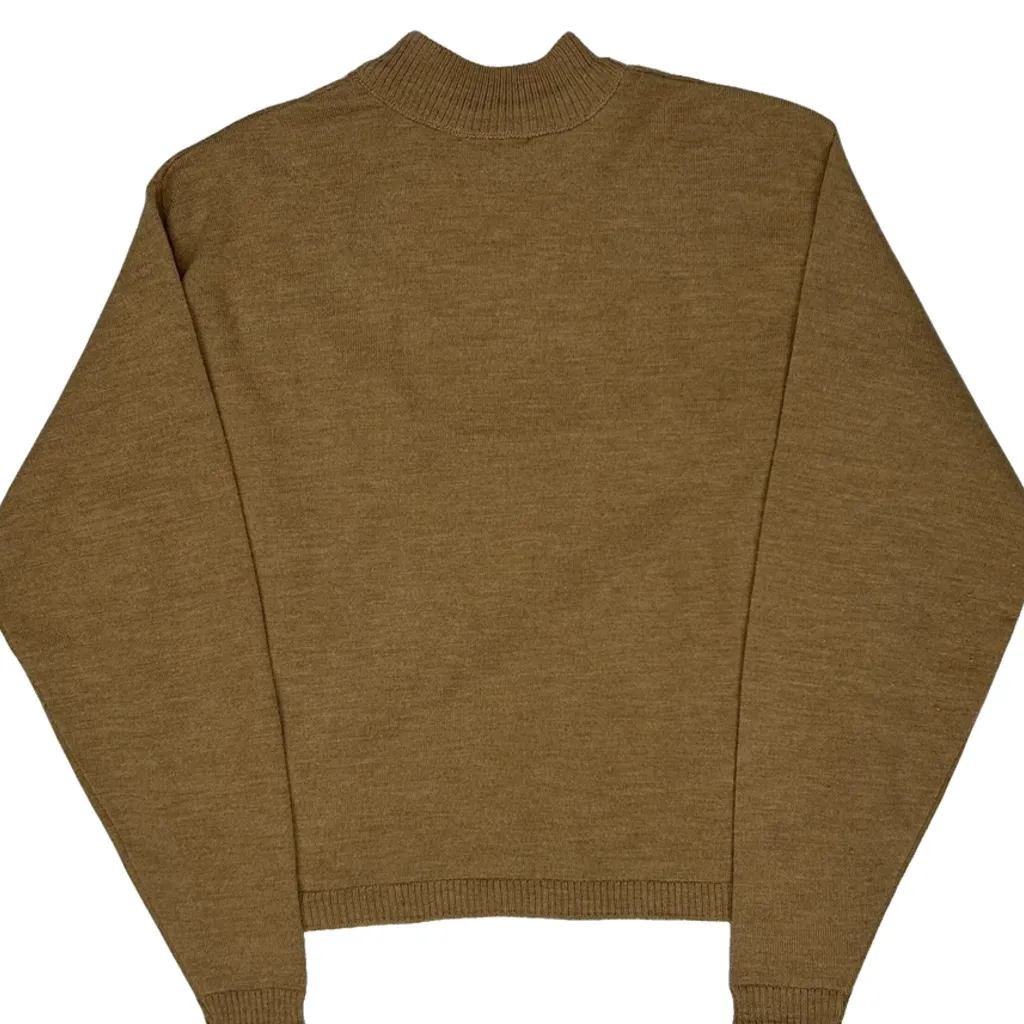 Made In USA Pendleton Virgin Wool Mock Neck Jumper - XL Brown Wool - Image 6