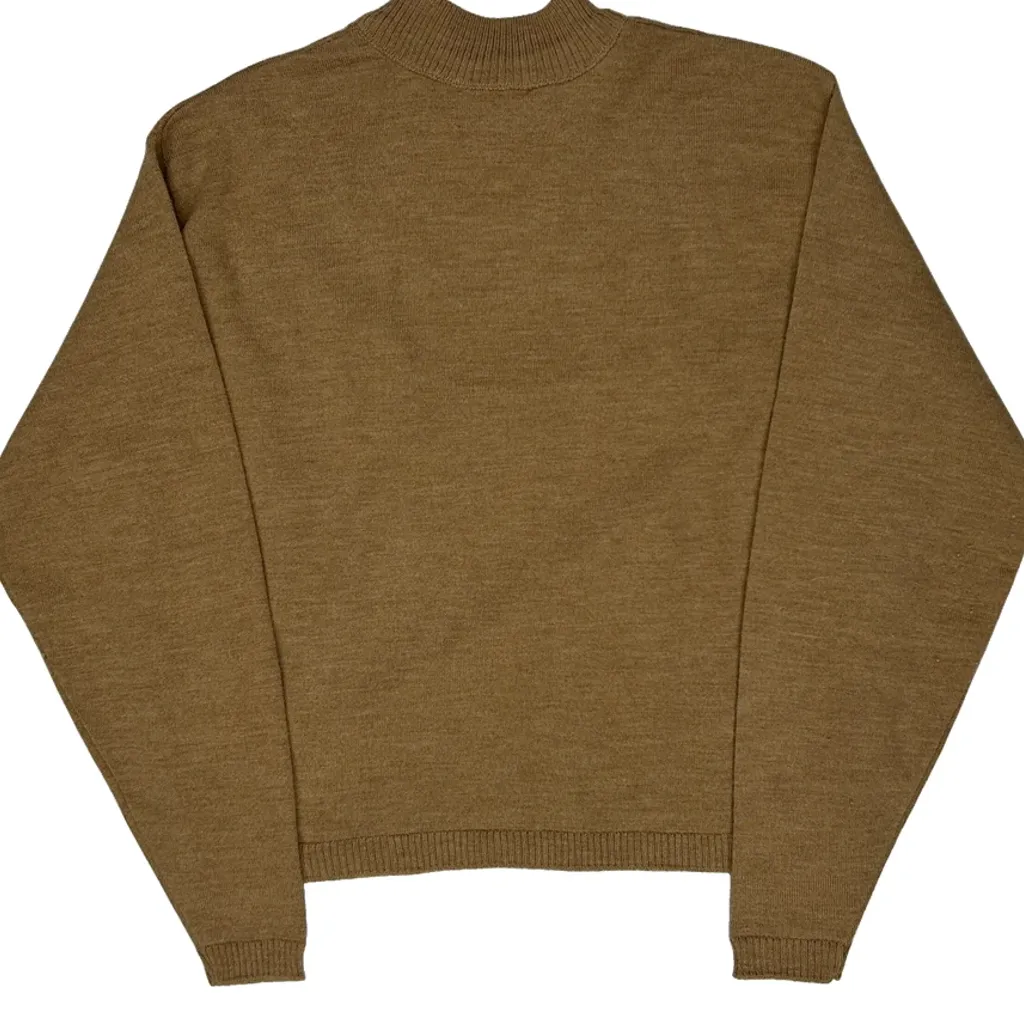 Made In USA Pendleton Virgin Wool Mock Neck Jumper - XL Brown Wool - Image 7
