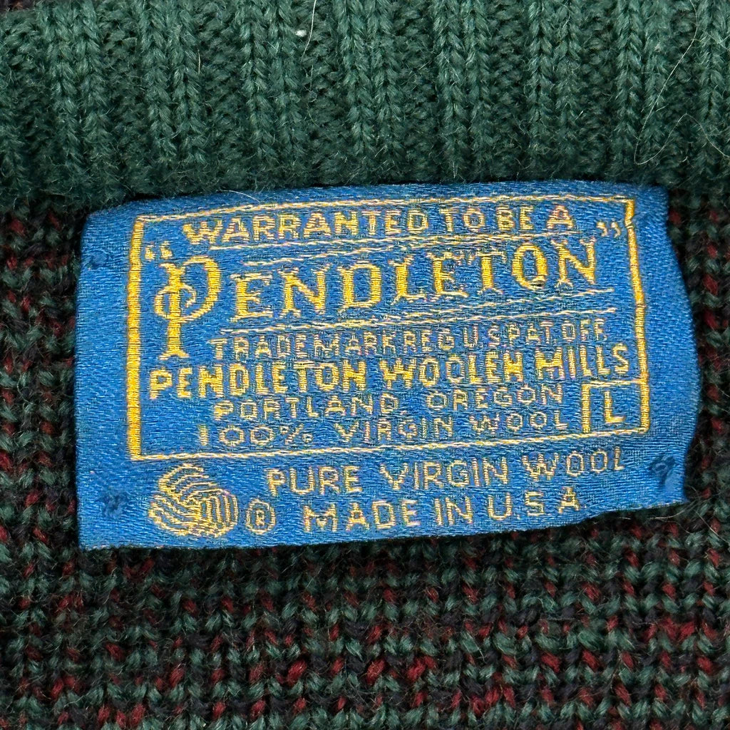 Made In USA Pendleton Jumper - Large Green Virgin Wool - Image 3
