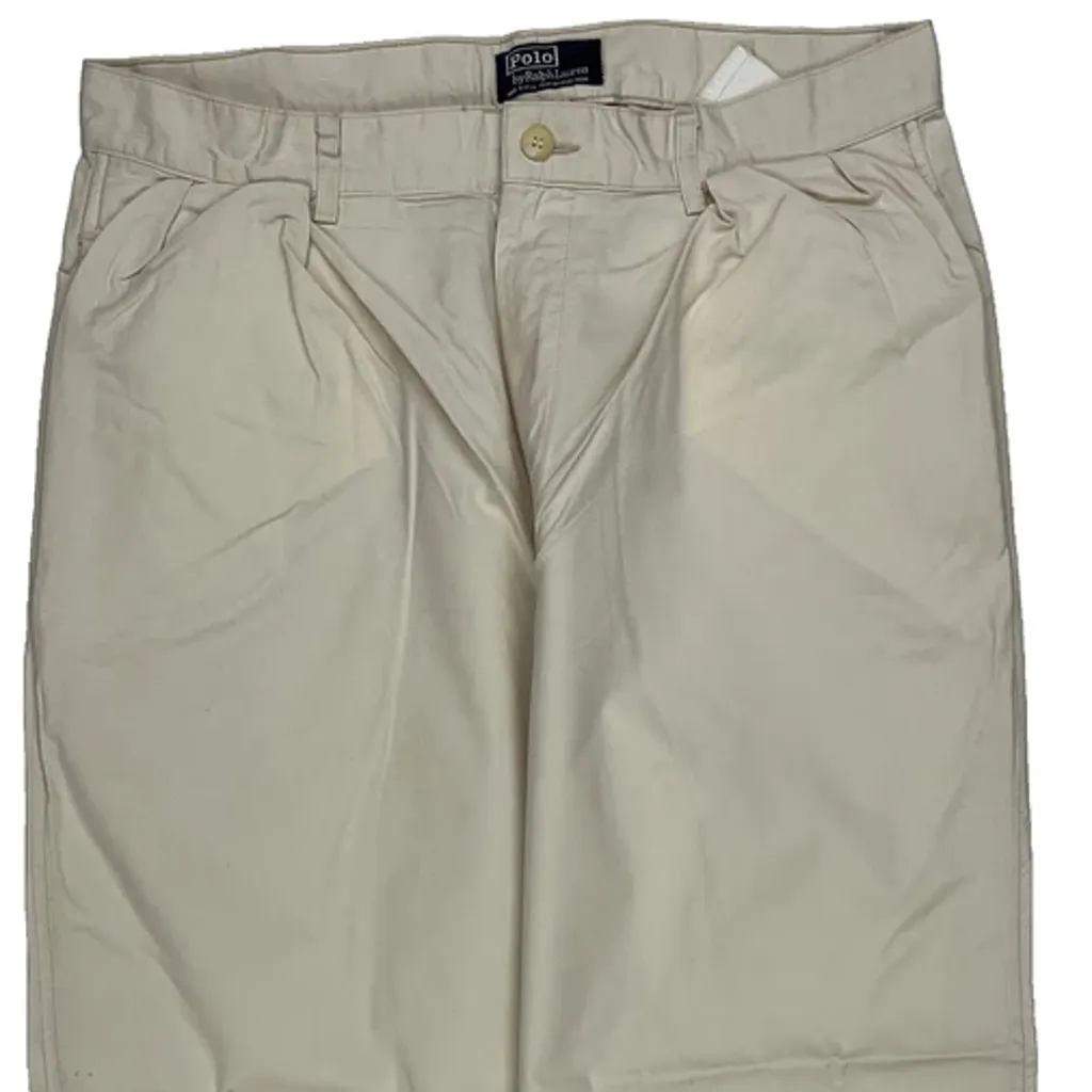 Made In USA Polo By Ralph Lauren Pleated Chinos - 32W 26L Beige Cotton - Image 10