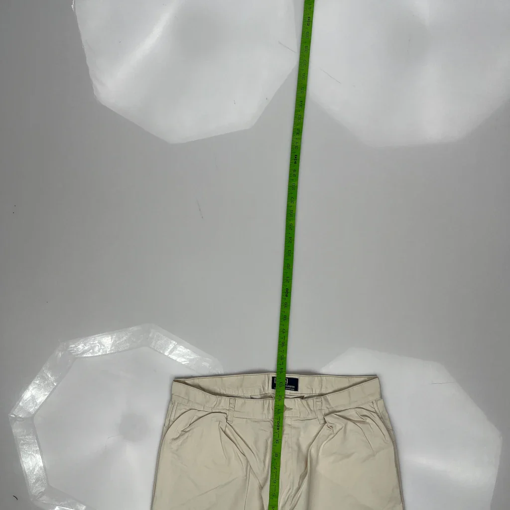 Made In USA Polo By Ralph Lauren Pleated Chinos - 32W 26L Beige Cotton - Image 4