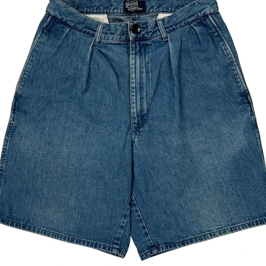 Made In USA Polo By Ralph Lauren Pleated Denim Shorts - 27W 8L Blue Denim - Image 10