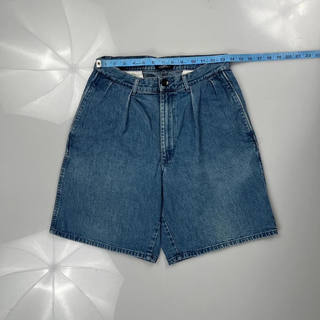 Made In USA Polo By Ralph Lauren Pleated Denim Shorts - 27W 8L Blue Denim - Image 3
