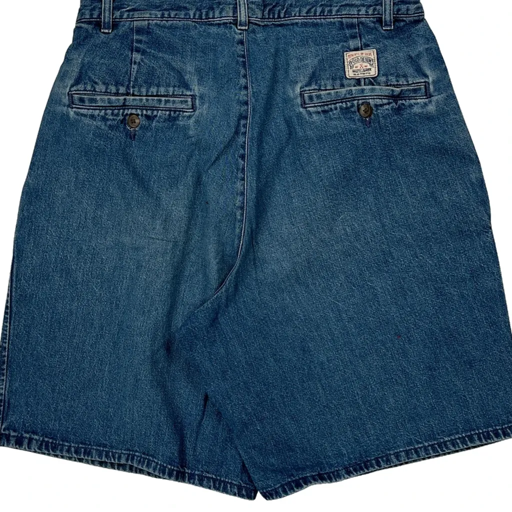 Made In USA Polo By Ralph Lauren Pleated Denim Shorts - 27W 8L Blue Denim - Image 8