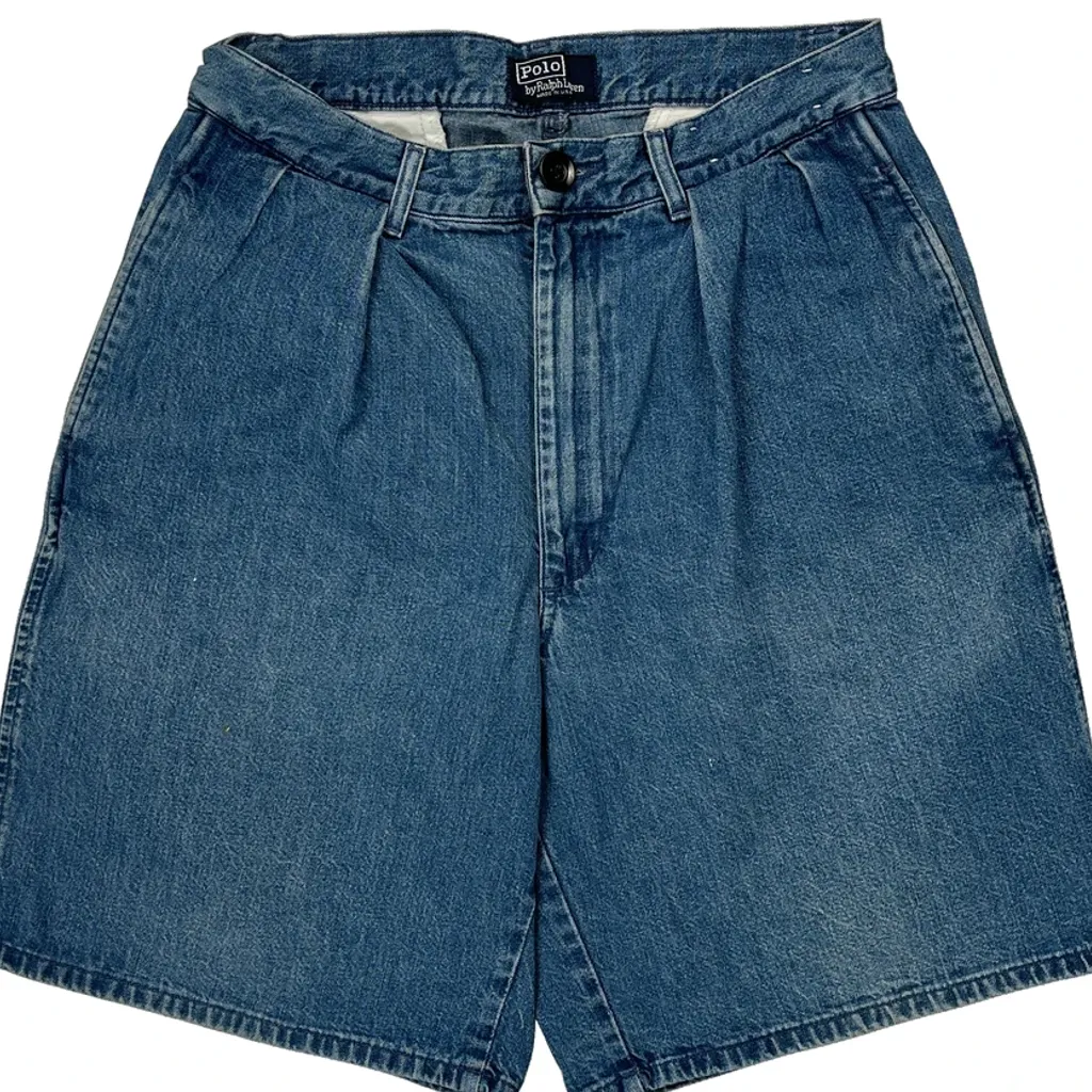 Made In USA Polo By Ralph Lauren Pleated Denim Shorts - 27W 8L Blue Denim - Image 9