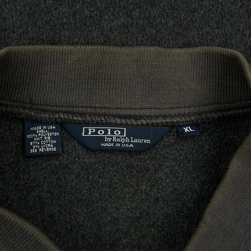 Made In USA Polo By Ralph Lauren Fleece Varsity Jacket - XL Grey Polyester - Image 3