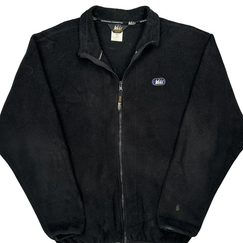 Made In USA Rei Fleece Jacket - Medium Black Polyester - Image 4