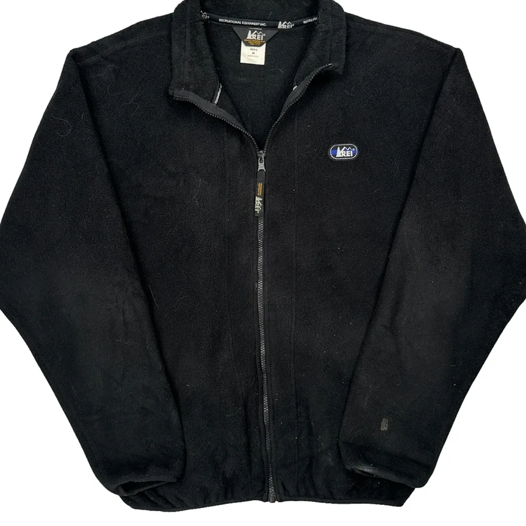 Made In USA Rei Fleece Jacket - Medium Black Polyester - Image 5