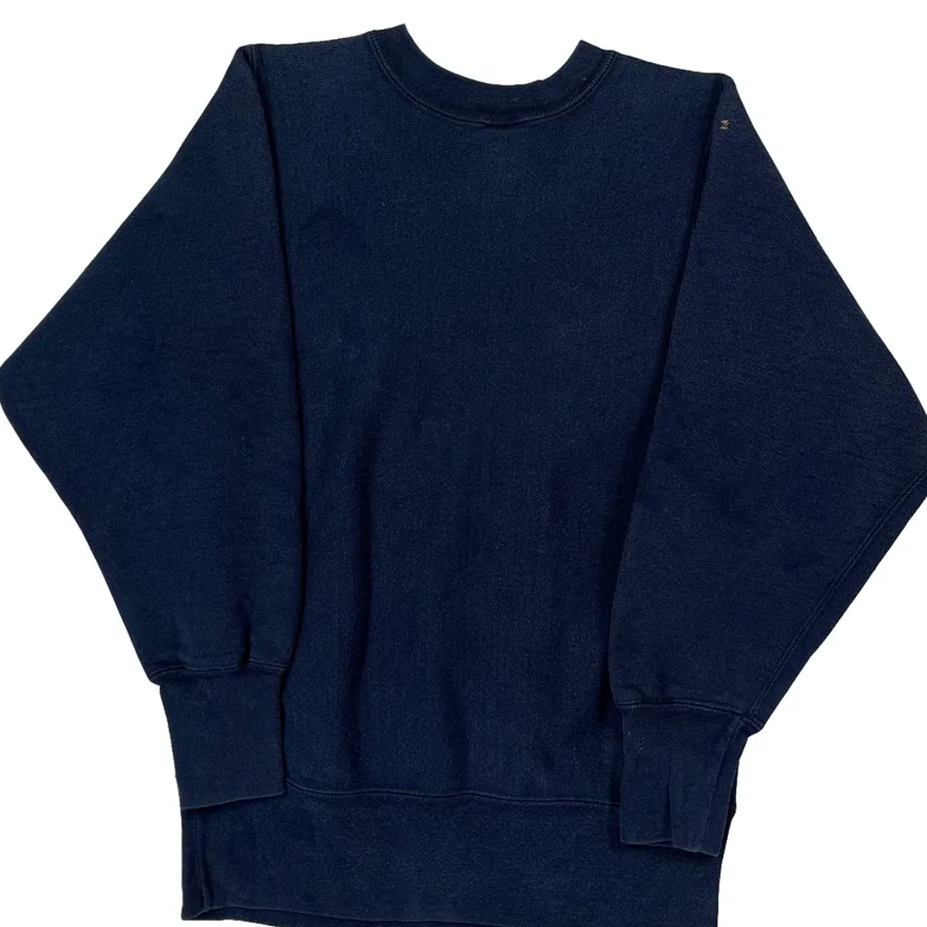 Made In USA Reverse Weave Champion Sweatshirt - Small Navy Cotton Blend - Image 7