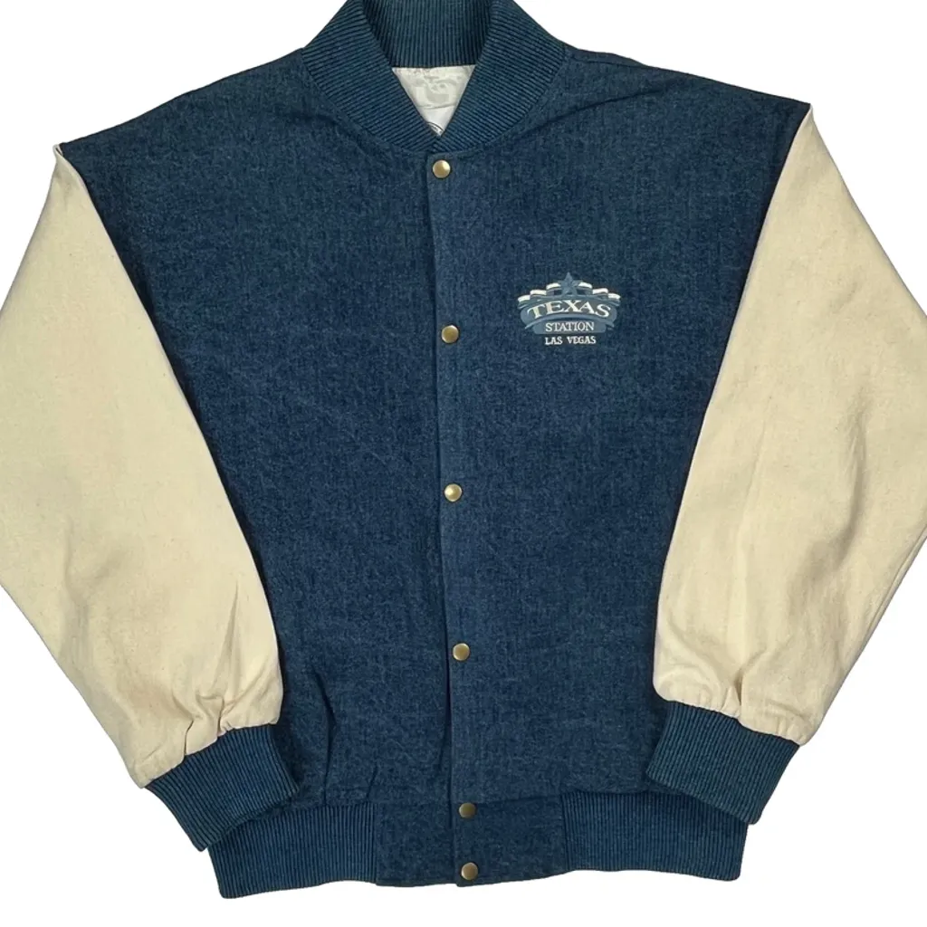 Made In USA Royal Pacific Texas Station Las Vegas Varsity Jacket - XL Blue Cotton - Image 4