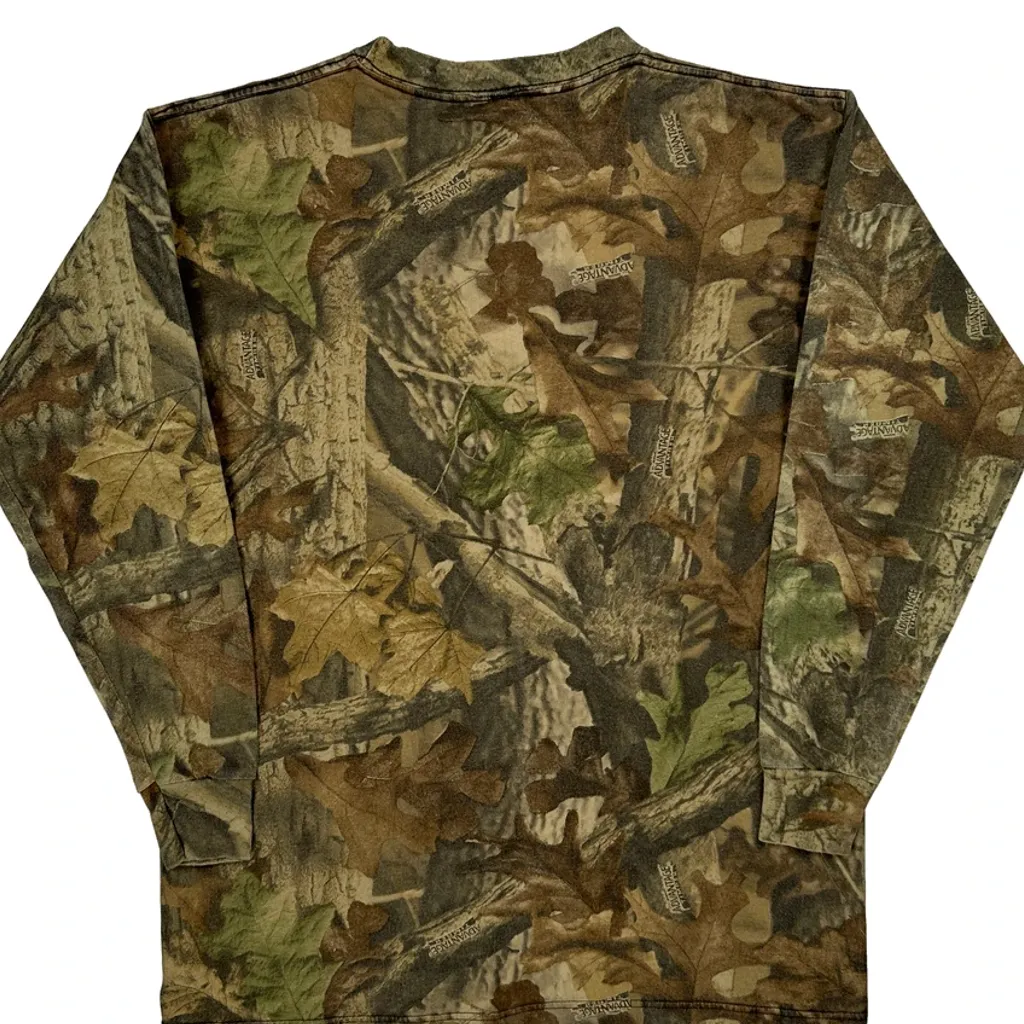 Made In USA Rugged Wear Wrangler Camo Long Sleeve T-Shirt - Medium Camo Cotton - Image 7