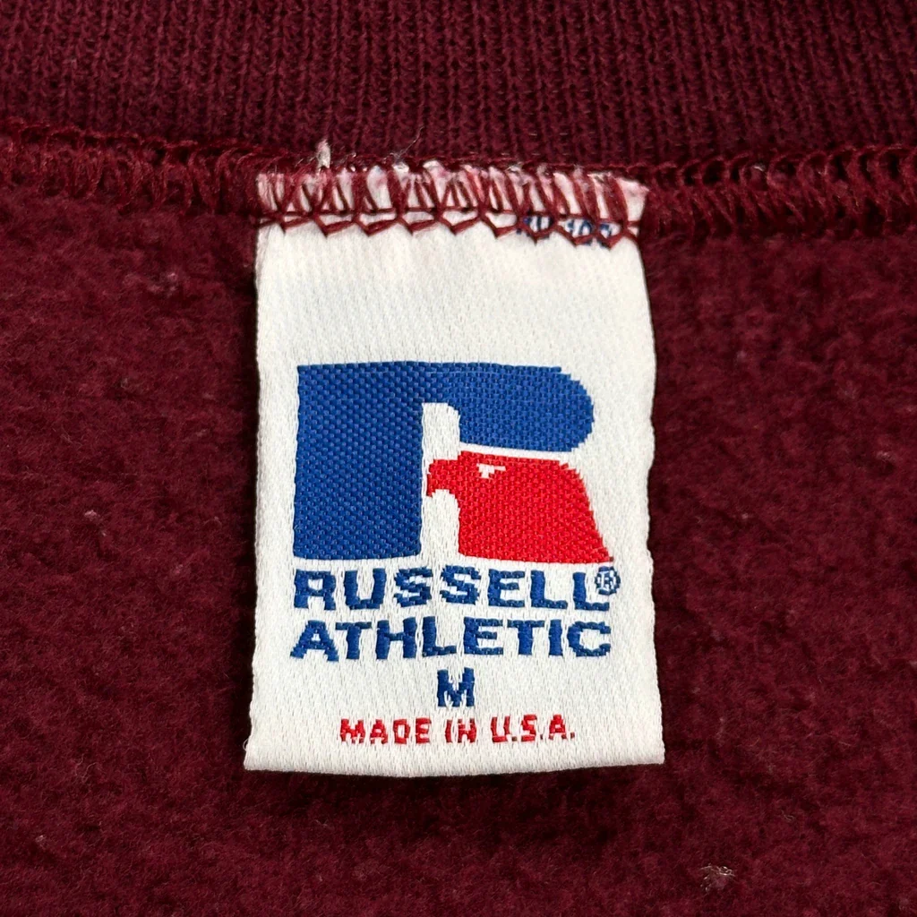 Made In USA Russell Athletic Sweatshirt - Medium Burgundy Cotton - Image 3