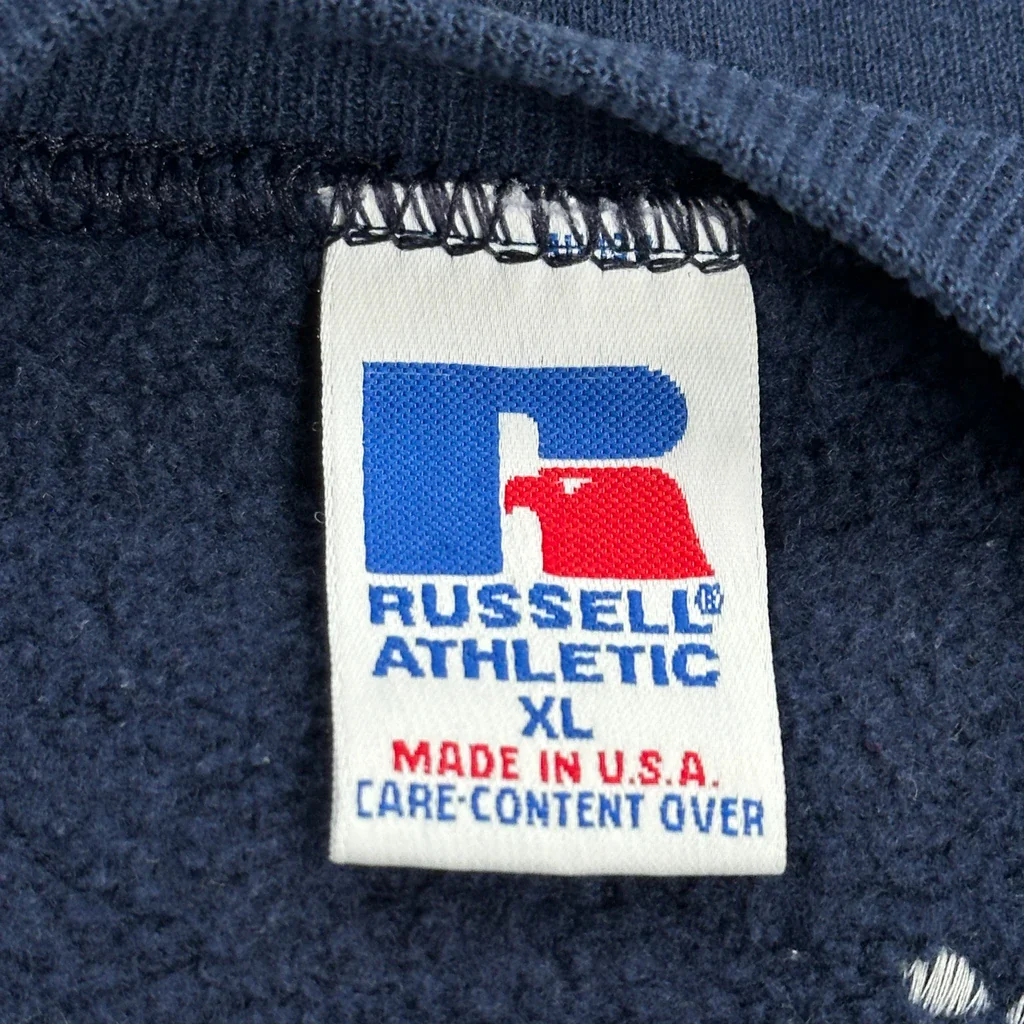 Made In USA Russell Athletic Graphic Sweatshirt - XL Navy Cotton - Image 3