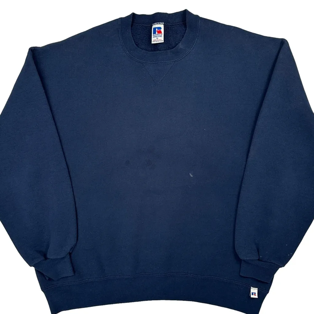 Made In USA Russell Athletic Sweatshirt - XL Navy Cotton - Image 4