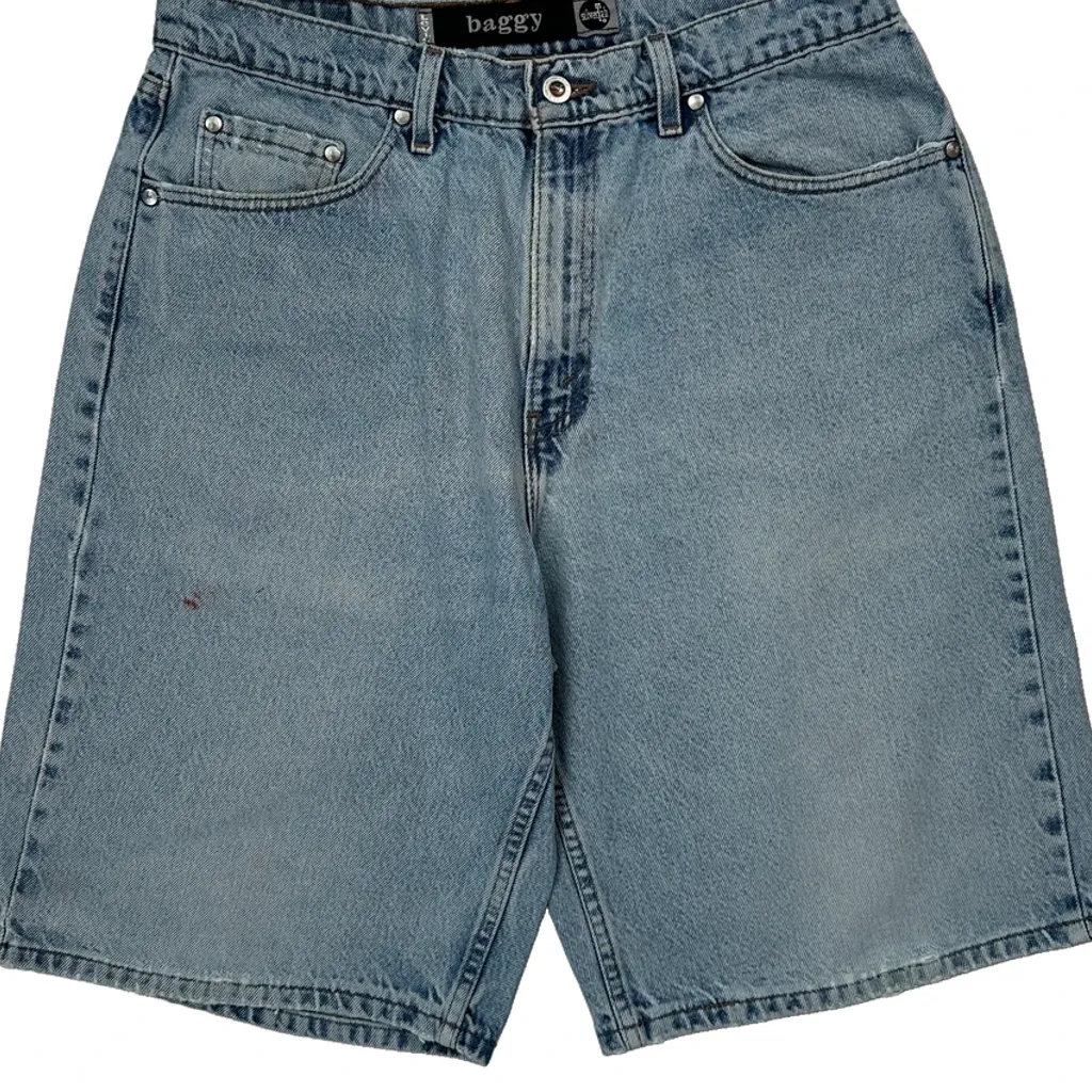 Made In USA Silver Tab Levis Baggy Denim Shorts - 32W 9L Light Wash Cotton - Image 10