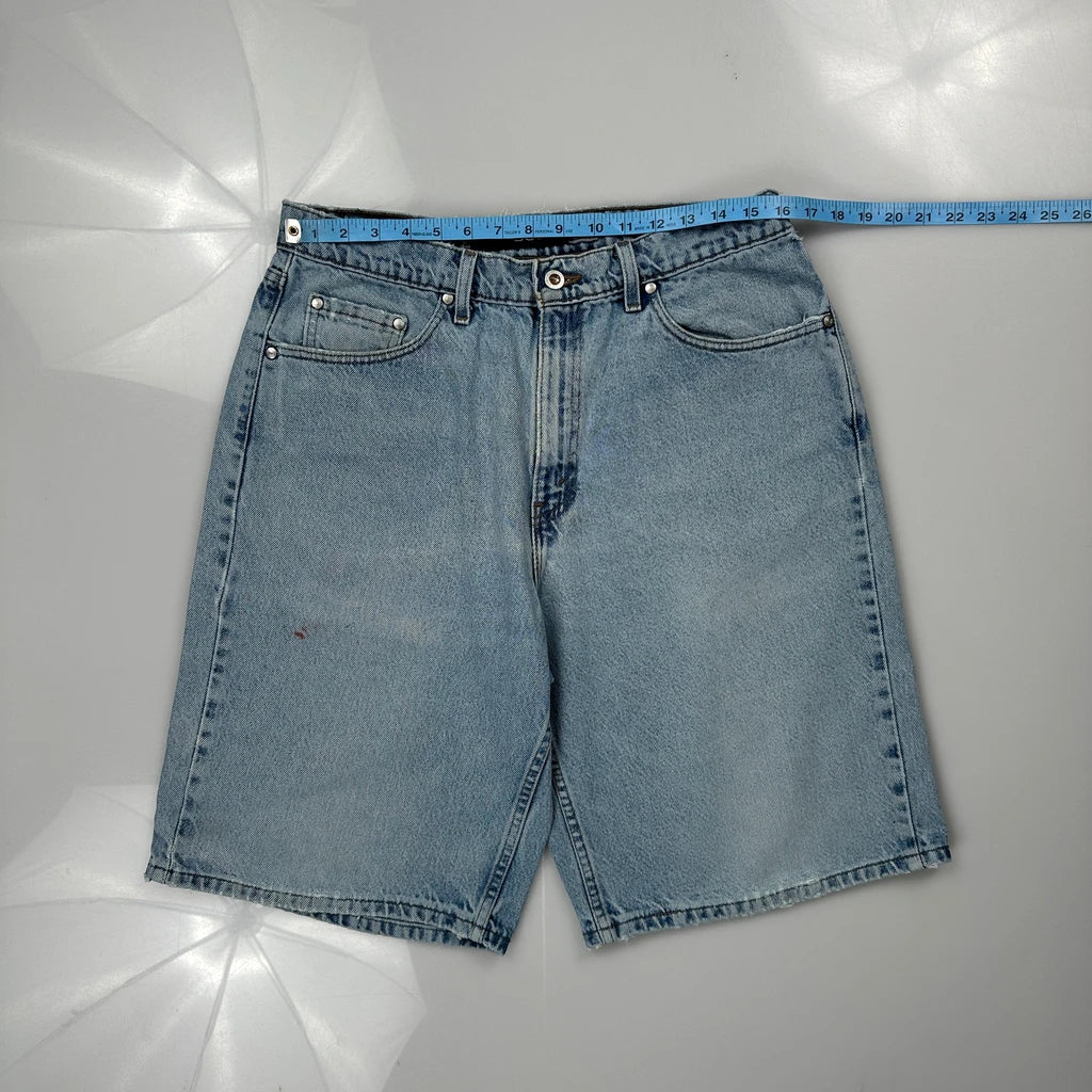 Made In USA Silver Tab Levis Baggy Denim Shorts - 32W 9L Light Wash Cotton - Image 3