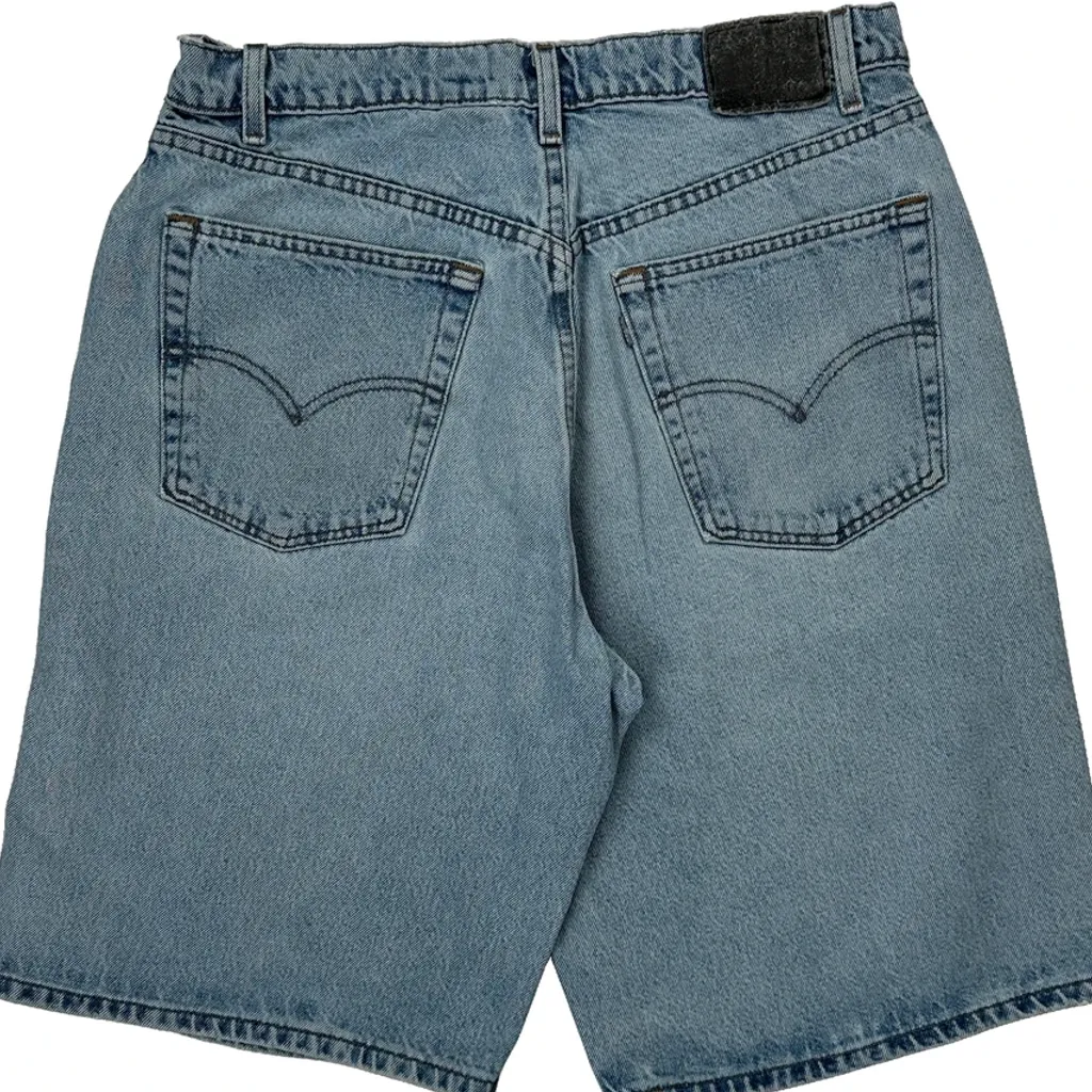 Made In USA Silver Tab Levis Baggy Denim Shorts - 32W 9L Light Wash Cotton - Image 7