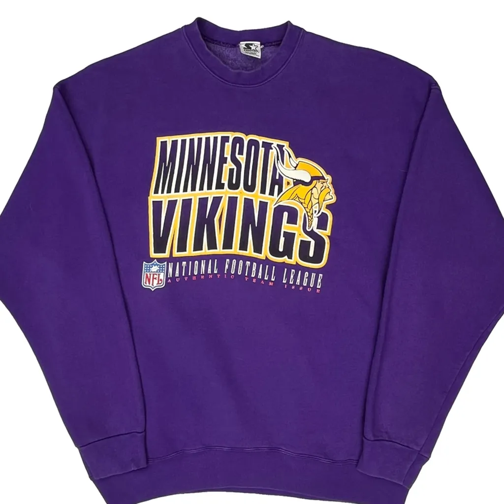 Made In USA Starter Minnesota Vikings Sweatshirt - 2XL Purple Cotton - Image 5