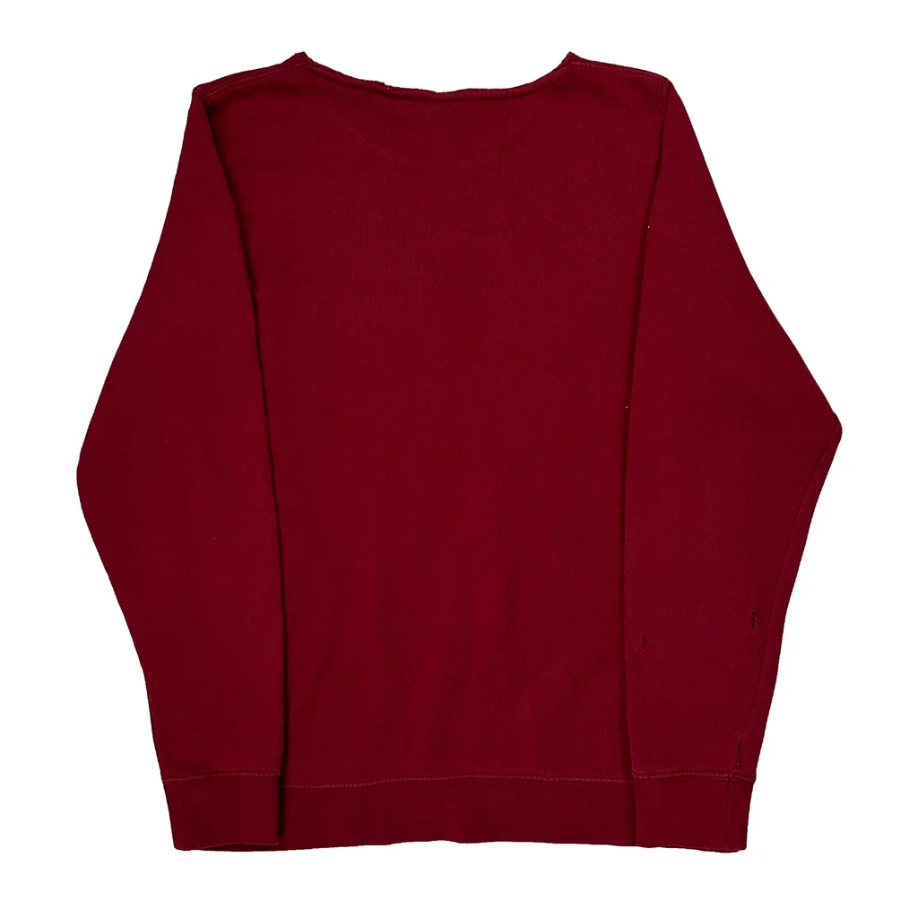 Made In USA Stussy Spellout Sweatshirt - Small Red Cotton - Image 2