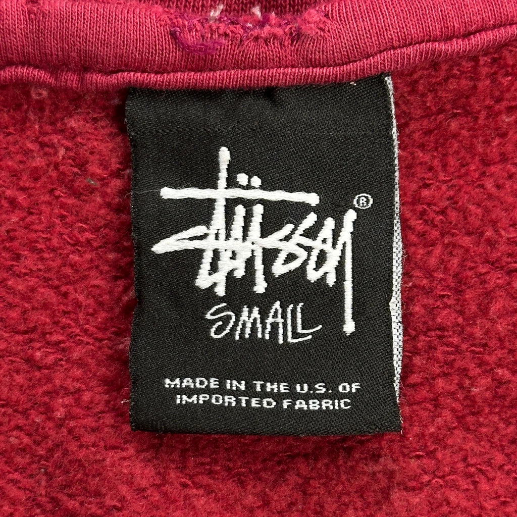 Made In USA Stussy Spellout Sweatshirt - Small Red Cotton - Image 3