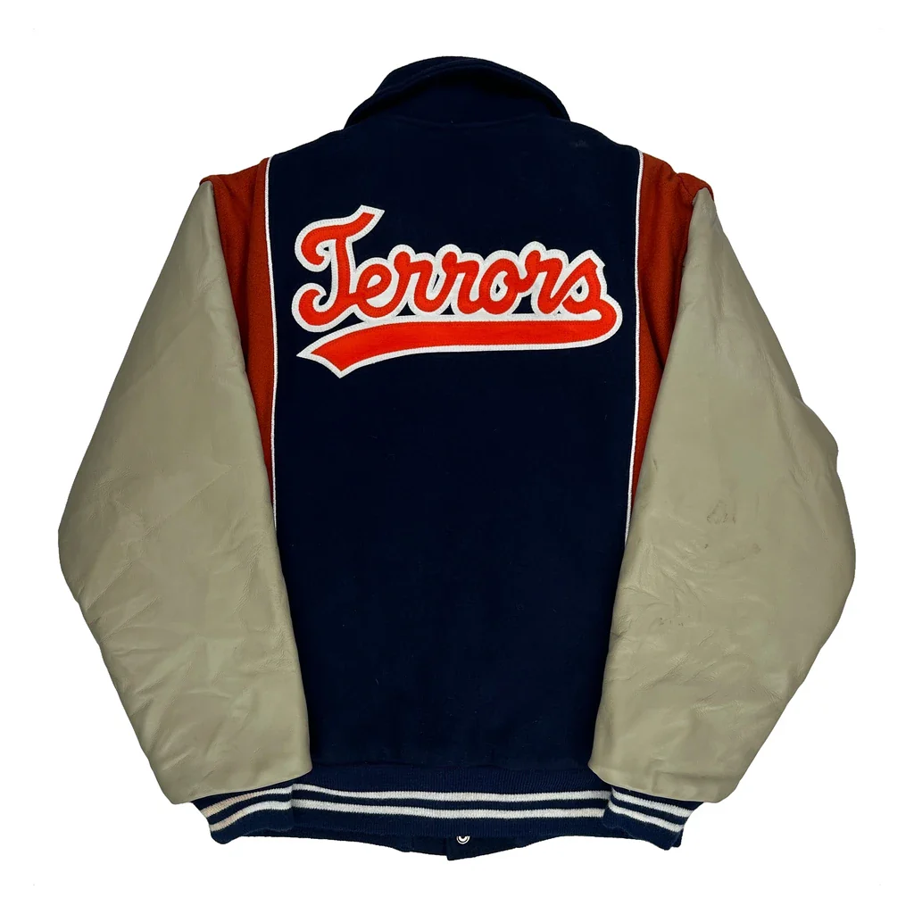 Made In USA Terrors Ripon Athletic Varsity Jacket - Large Navy Leather - Image 2