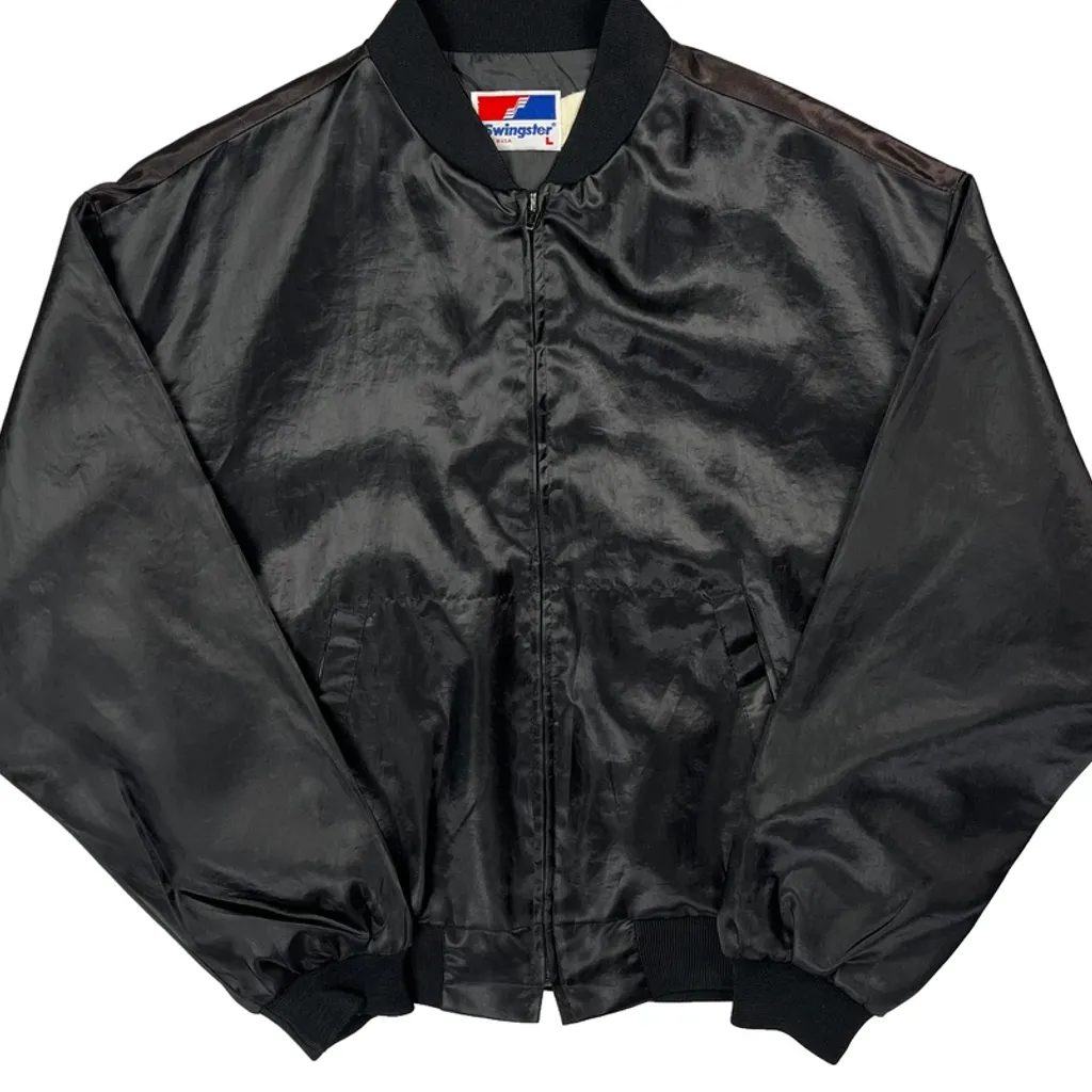 Made In USA The Hard Pack U.S. Tour Swingster The Camel Varsity Jacket - Large Black Nylon - Image 5