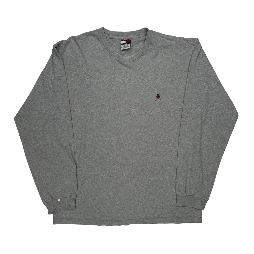 Made In USA Tommy Hilfiger Long Sleeve T-Shirt - XL Grey Cotton - Image 2