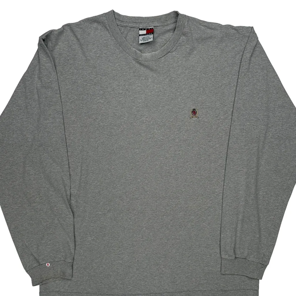 Made In USA Tommy Hilfiger Long Sleeve T-Shirt - XL Grey Cotton - Image 9