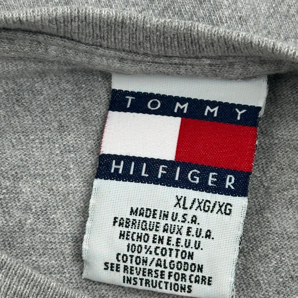 Made In USA Tommy Hilfiger Spellout T-Shirt - XL Grey Cotton - Image 3
