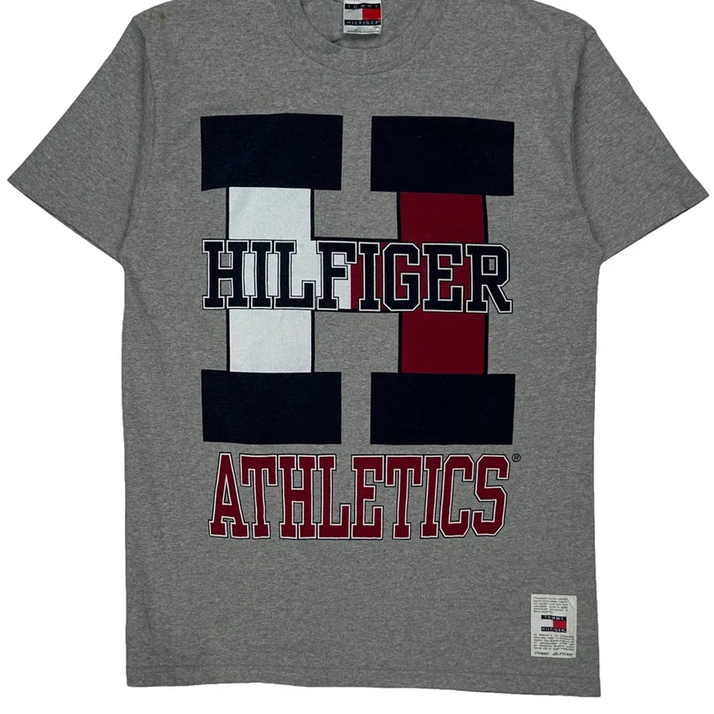 Made In USA Tommy Hilfiger Spellout T-Shirt - XL Grey Cotton - Image 4