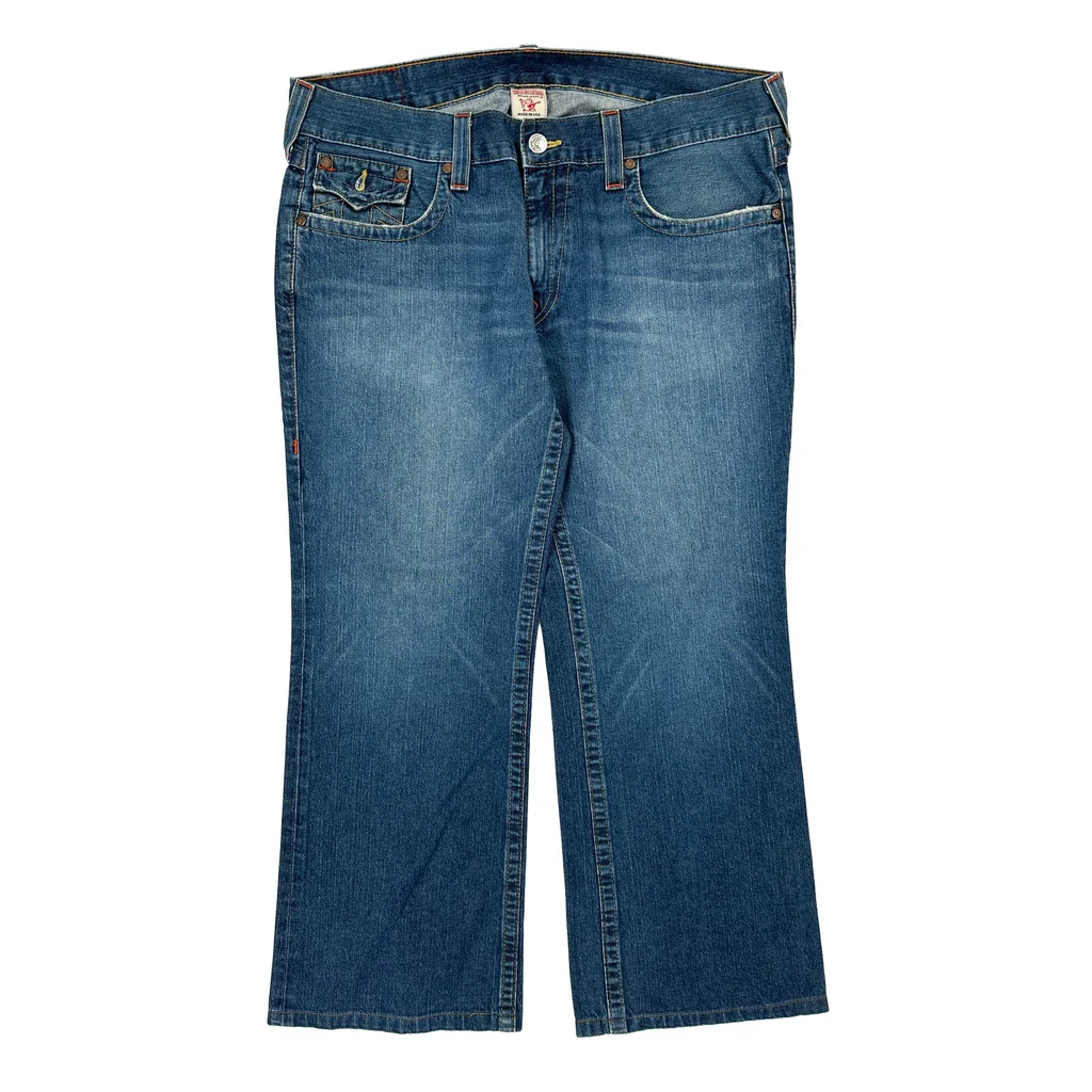 Made In USA True Religion Boot Cut Jeans - 40W 30L Blue Denim - Image 2