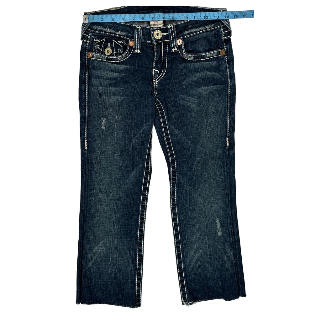 Made In USA True Religion Cropped Jeans - 28W US 2 Blue Denim - Image 2