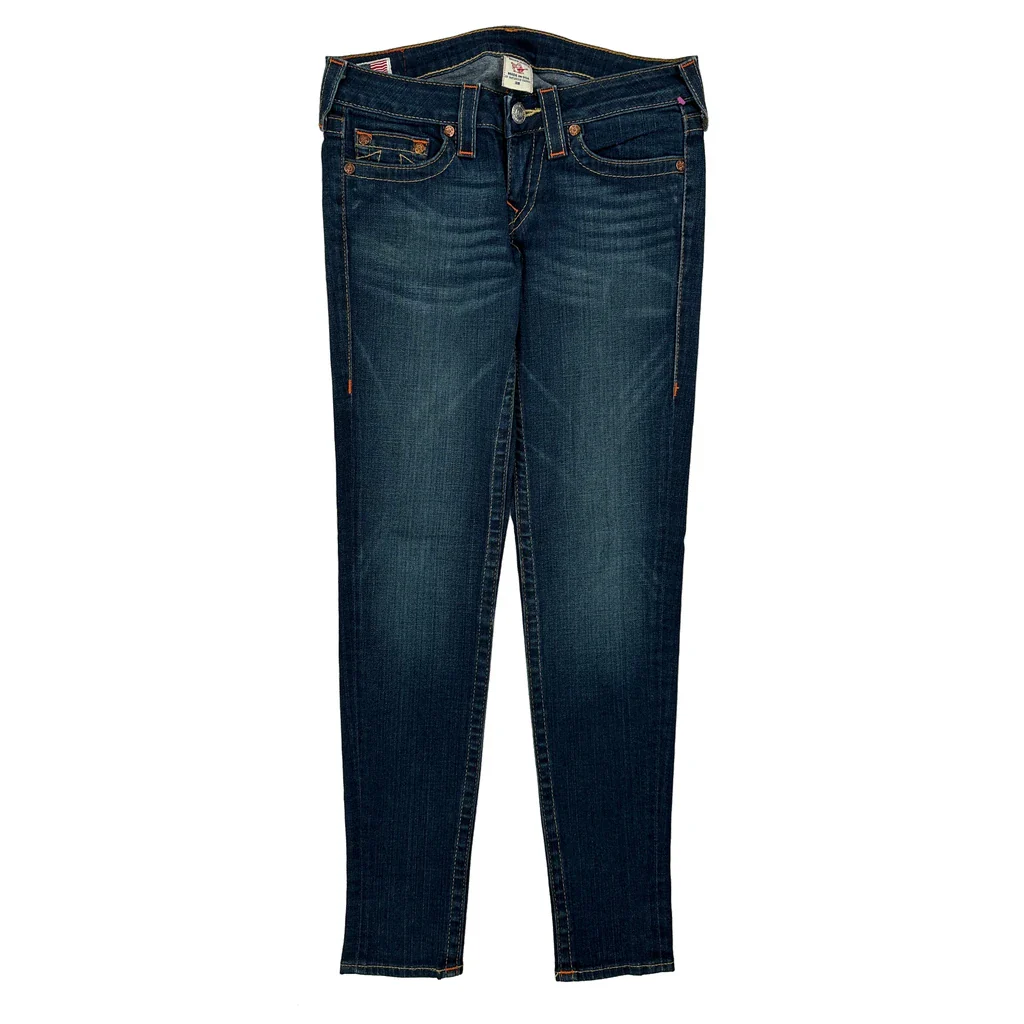 Made In USA True Religion Skinny Jeans - 28W US 2 Dark Wash Cotton Blend - Image 2