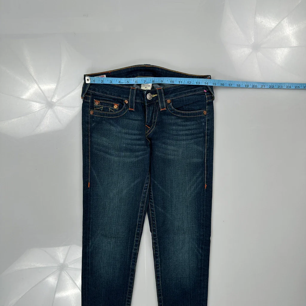 Made In USA True Religion Skinny Jeans - 28W US 2 Dark Wash Cotton Blend - Image 3