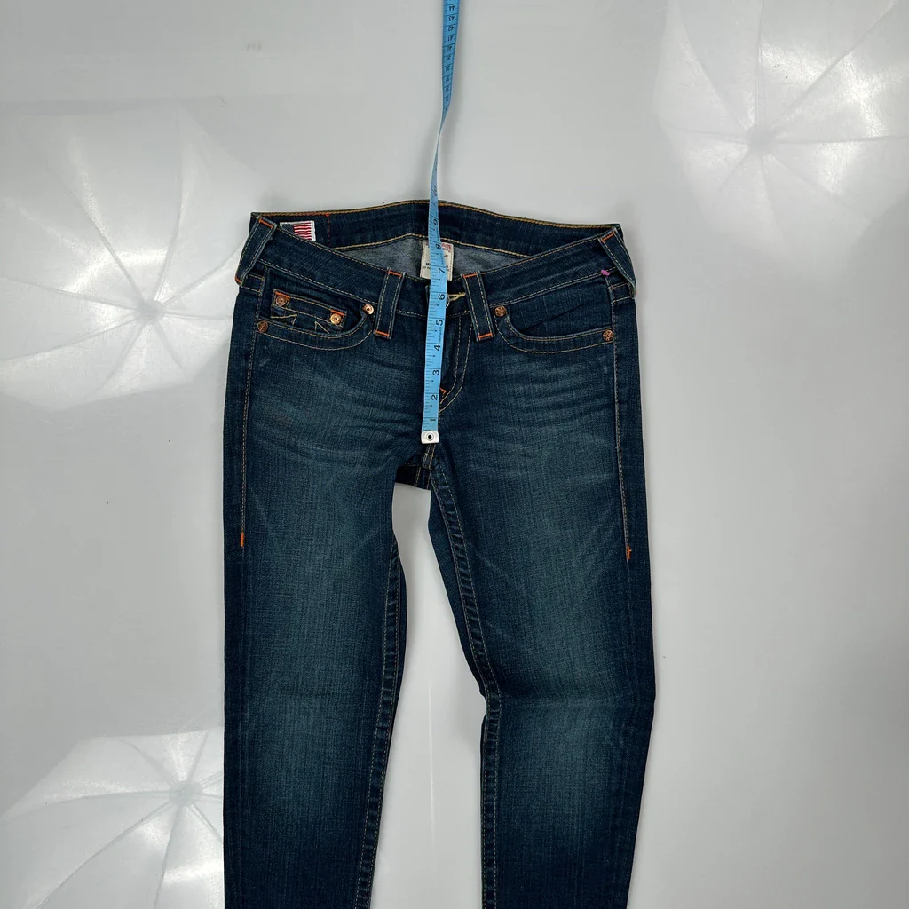 Made In USA True Religion Skinny Jeans - 28W US 2 Dark Wash Cotton Blend - Image 4