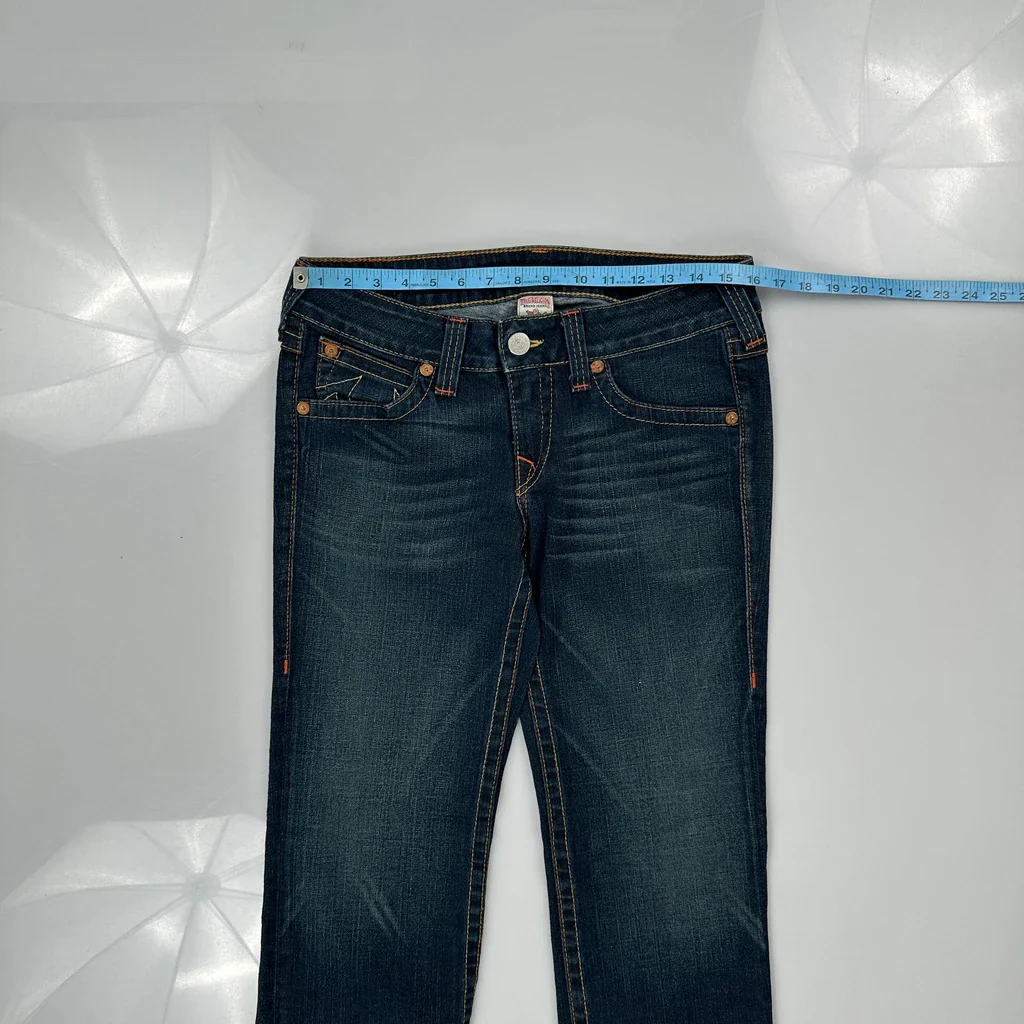 Made In USA True Religion Contrast Stitch Jeans - 32W US 6 Dark Wash Cotton - Image 3
