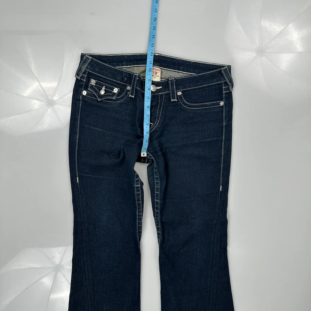 Made In USA True Religion Boot Cut Jeans - 34W US 8 Dark Wash Cotton - Image 4