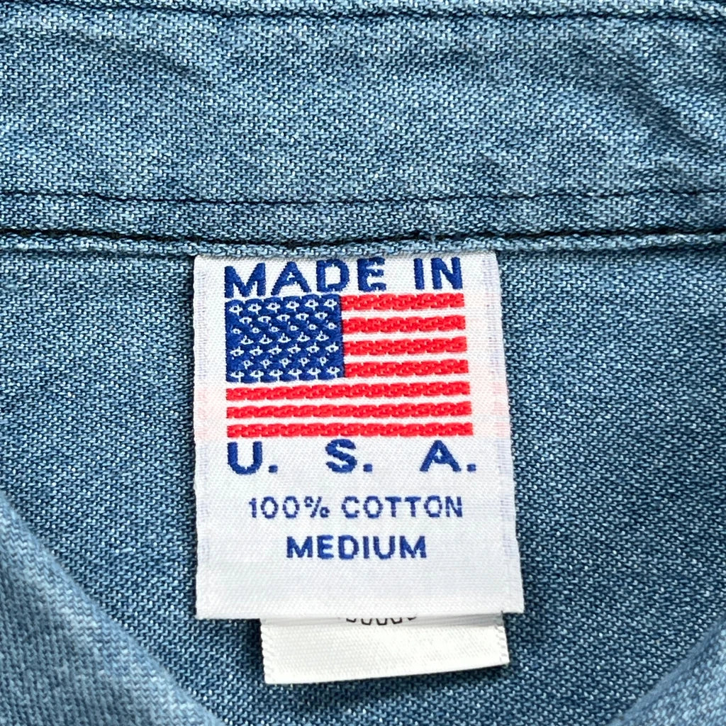 Made In USA Unbranded Denim Shirt - Medium Blue Cotton - Image 3