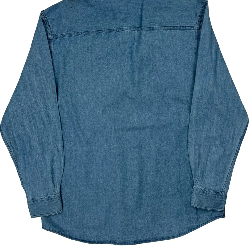 Made In USA Unbranded Denim Shirt - Medium Blue Cotton - Image 6