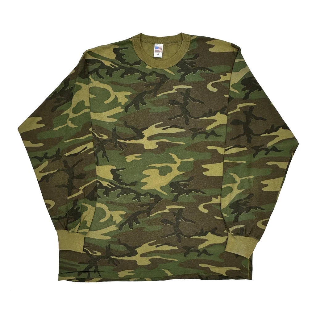 Made In USA Unbranded Camo Long Sleeve T-Shirt - XL Camo Cotton