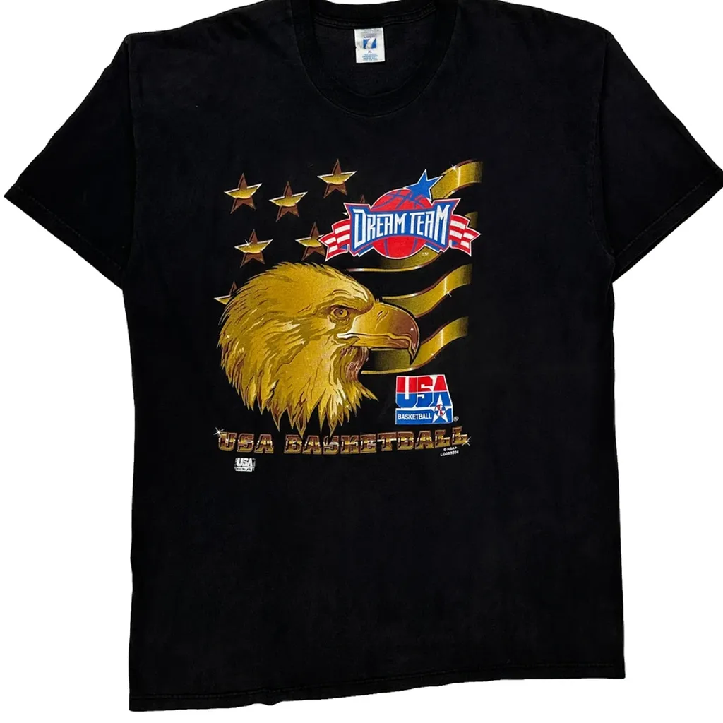 Made In USA, USA Basketball Logo 7 Graphic T-Shirt - XL Black Cotton - Image 4