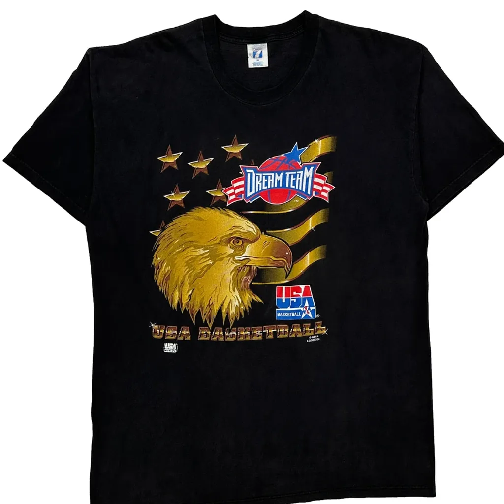 Made In USA, USA Basketball Logo 7 Graphic T-Shirt - XL Black Cotton - Image 5