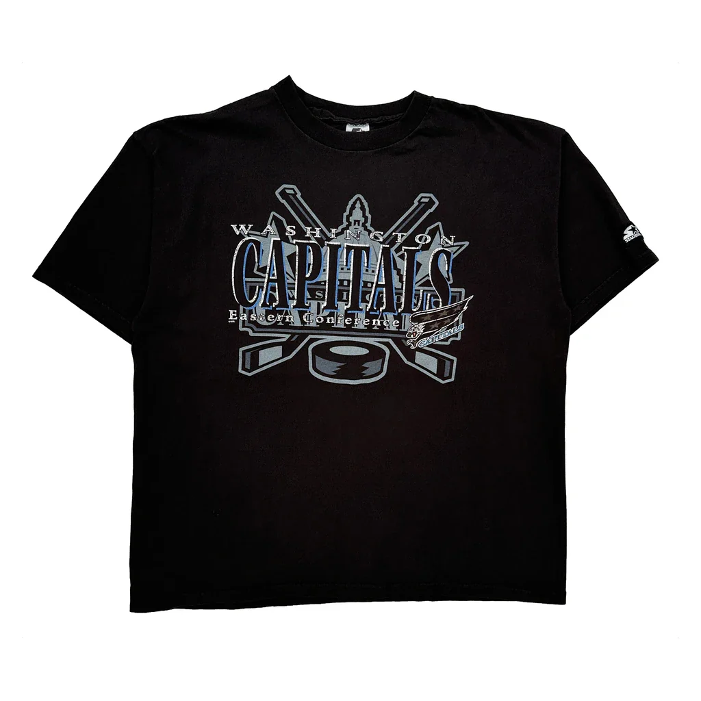 Made In USA, Washington Capitals Starter Nhl T-Shirt - XL Black Cotton