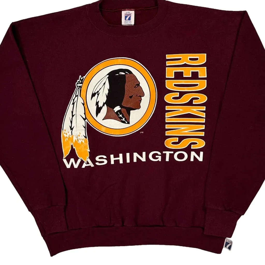 Made In USA Washington Redskins Logo 7 Graphic Sweatshirt - Medium Burgundy Cotton - Image 4