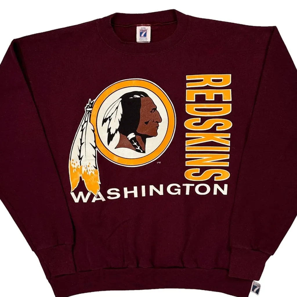Made In USA Washington Redskins Logo 7 Graphic Sweatshirt - Medium Burgundy Cotton - Image 5