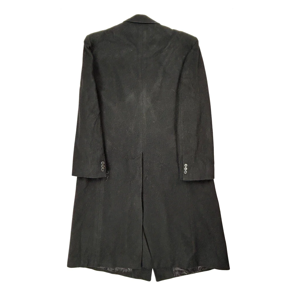 Made In USA Yves Saint Laurent Double Breasted Overcoat - Large Black Wool - Image 2