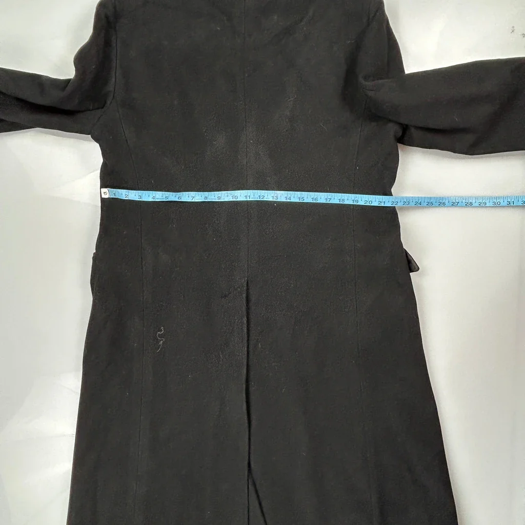 Made In USA Yves Saint Laurent Double Breasted Overcoat - Large Black Wool - Image 3